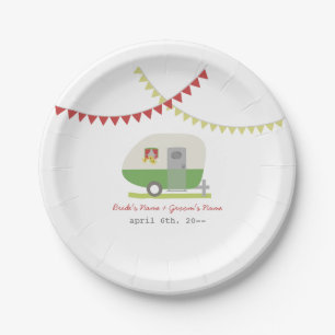 Assiettes En Carton Mariage de remorque Green Retro