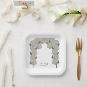 Assiettes En Carton Mariage de Roses blanches