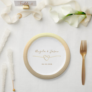 Assiettes En Carton Mariage de script or moderne