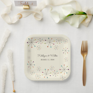 Assiettes En Carton Mariage de style moderne moderne rétro Vintage