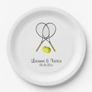 Assiettes En Carton Mariage de tennis personnalisé
