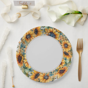 Assiettes En Carton Mariage de tournesol rustique