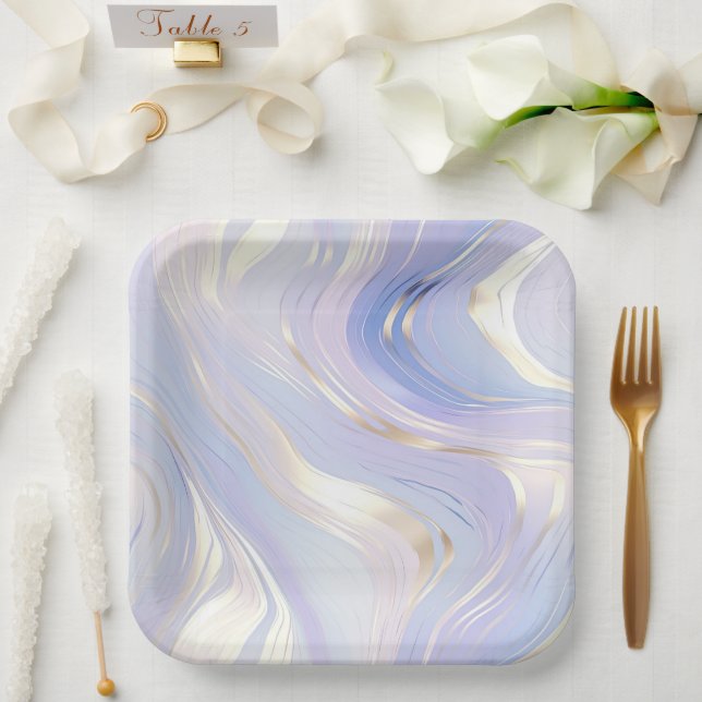 Assiettes En Carton Mariage de verre doré Lavender (Mariage)