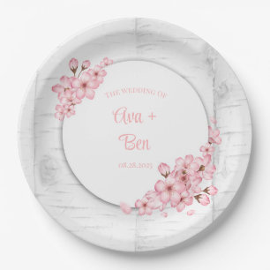 Assiettes En Carton Mariage d'écorce cerise en fleurs