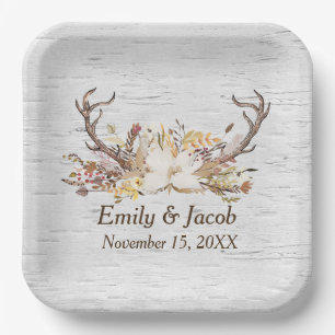 Assiettes En Carton Mariage Deer Antlers sur Birch