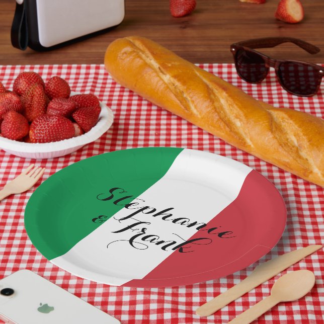 Assiettes En Carton Mariage des couleurs du drapeau italien (Pique-nique)
