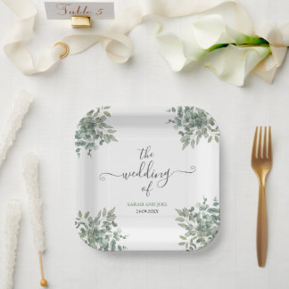 Assiettes En Carton Mariage d'eucalyptus