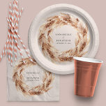 Assiettes En Carton Mariage d'herbe bohème naturel moderne<br><div class="desc">Pampas naturelle bohème moderne herbe plateaux de mariage jour de fête. Élégant texte de script et sur le feuillage botanique tendance. Sur la tendance couleur de fond en terre cuite rouille.</div>