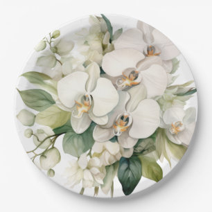 Assiettes En Carton Mariage d'orchidées blanches