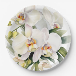 Assiettes En Carton Mariage d'orchidées blanches