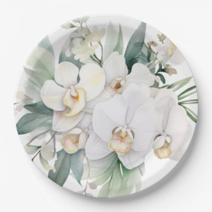 Assiettes En Carton Mariage d'orchidées blanches