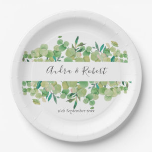 Assiettes En Carton Mariage du jardin d'Eucalyptus