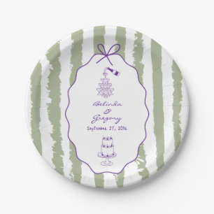 Assiettes En Carton Mariage écriture manuscrite rayures fantaisistes