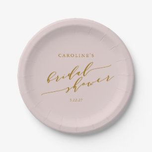 Assiettes En Carton Mariage Élégant Minimaliste Rose sur Mesure