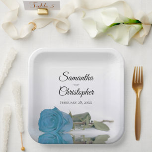 Assiettes En Carton Mariage élégant Rose Bleu Turquoise Miroir