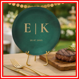 Assiettes En Carton Mariage Emerald Green & Gold