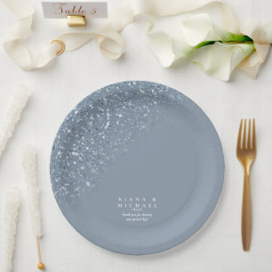 Assiettes En Carton Mariage étincelant Dusty Blue ID889