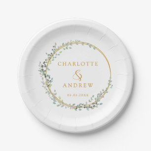 Assiettes En Carton Mariage eucalyptus moderne et élégant