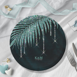 Assiettes En Carton Mariage feuille de joaillerie ID Turquoise830