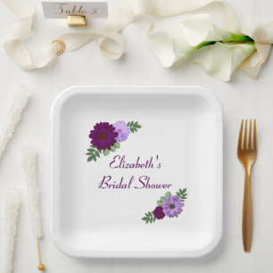 Assiettes En Carton Mariage Fleur de Pivoine Pourpre