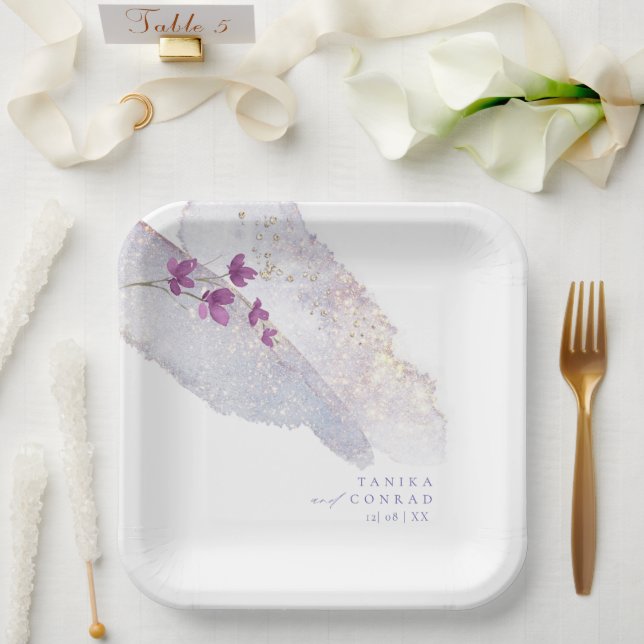 Assiettes En Carton Mariage fleur sauvage Aquarelle Peinture Str Peri  (Mariage)