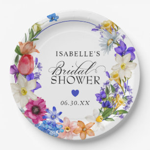 Assiettes En Carton Mariage Fleur Sauvage Violette Bleue Rouge