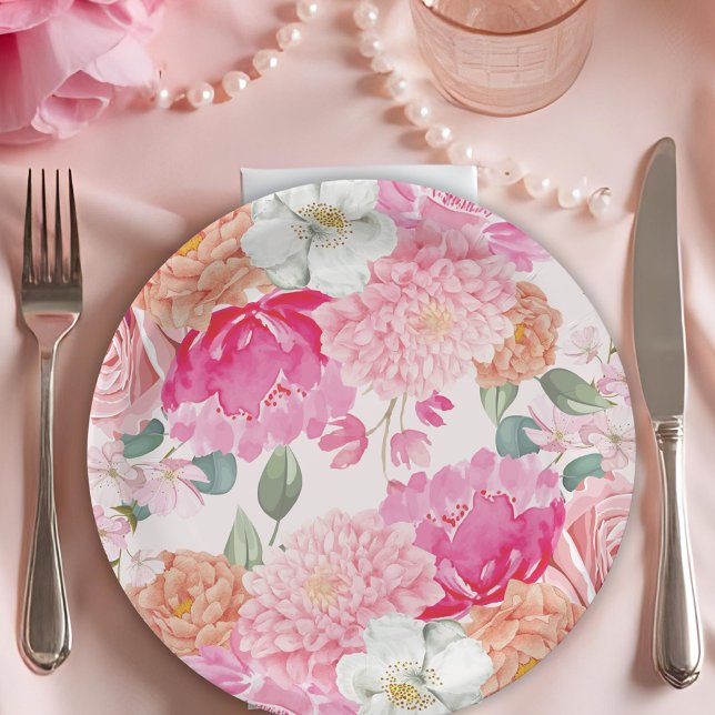 Assiettes En Carton Mariage Fleurie Aquarelle: La mariée en fleurs pou (Créateur téléchargé)