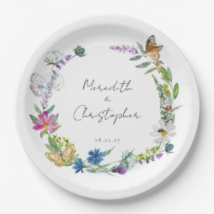 Assiettes En Carton Mariage Fleurs Sauvages Papillon