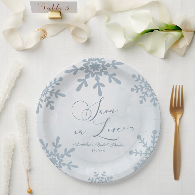 Assiettes En Carton Mariage Flocons D'amour Rêve D'hiver Enterrement D (Mariage)