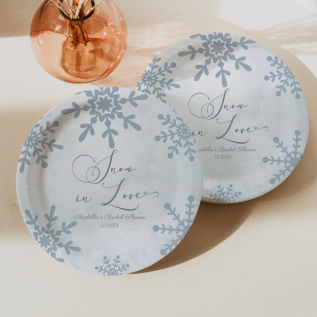 Assiettes En Carton Mariage Flocons D'amour Rêve D'hiver Shower De Mar (Créateur téléchargé)