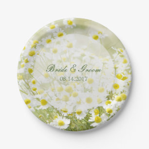 Assiettes En Carton Mariage floral à fleur de Chamomile