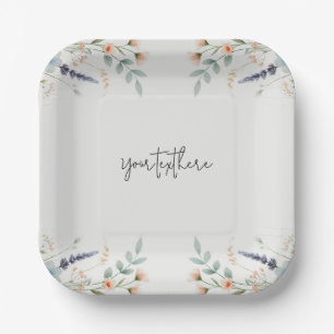 Assiettes En Carton Mariage Floral Aquarelle Fleur de Printemps