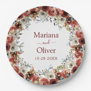 Assiettes En Carton Mariage Floral Aquarelle Mix Automne