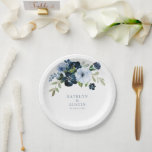 Assiettes En Carton mariage floral bleu marine et bleu clair<br><div class="desc">mariage floral marine et bleu clair. Les détails du texte et les couleurs peuvent être modifiés.</div>