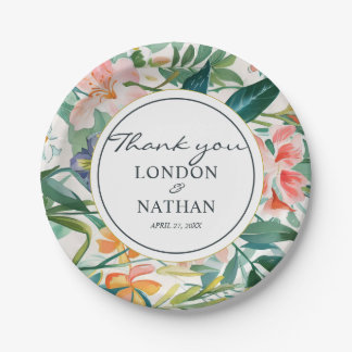 Assiettes En Carton Mariage floral coloré