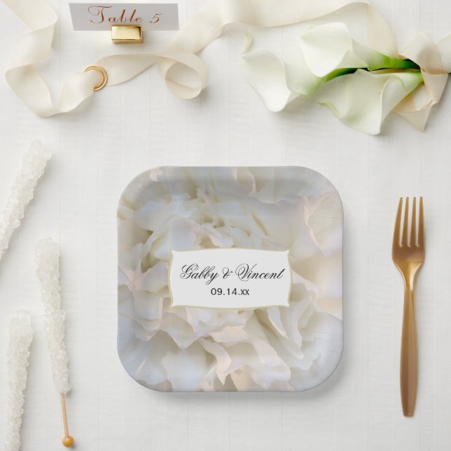 Assiettes En Carton Mariage floral de carnation blanche (Mariage)