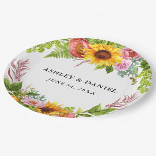 Assiettes En Carton Mariage floral de Sunflower Boho