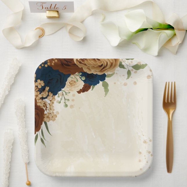 Assiettes En Carton mariage floral de terre cuite (Mariage)
