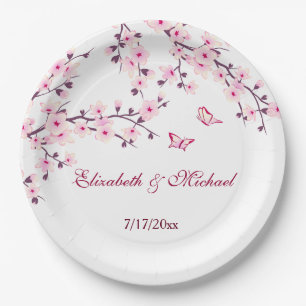 Assiettes En Carton Mariage Floral Fleurs de cerisiers