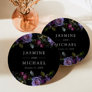 Assiettes En Carton Mariage Floral Gothique Violet et Sombre