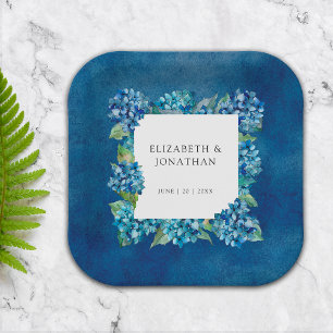 Assiettes En Carton Mariage Floral Moderne Rustique aux Hortensias Ble