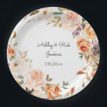 Assiettes En Carton Mariage floral rose et rose pâle<br><div class="desc">Décorez votre mariage ou évènement avec ces plaques de papier à papier à motif floral couleur pastel rose et pêche.</div>