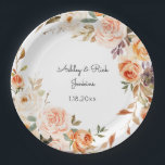 Assiettes En Carton Mariage floral rose et rose pâle<br><div class="desc">Décorez votre mariage ou évènement avec ces plaques de papier à papier à motif floral couleur pastel rose et pêche.</div>