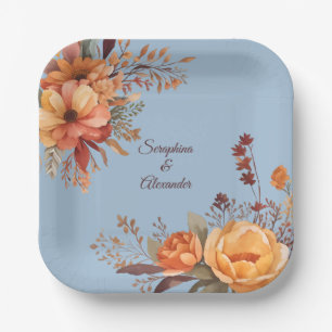 Assiettes En Carton Mariage Floral Rustique Aquarelle d'Automne
