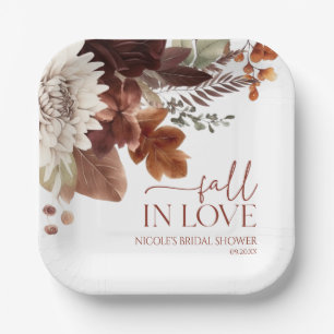 Assiettes En Carton Mariage Floral Tomber Amoureux Brun Bourgogne Ente