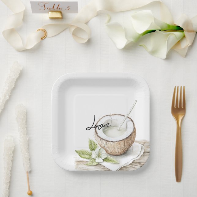 Assiettes En Carton Mariage floral tropical d'Aloha Beach (Mariage)