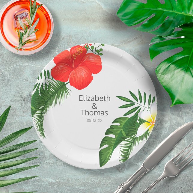 Assiettes En Carton Mariage floral tropical ID475 (Créateur téléchargé)