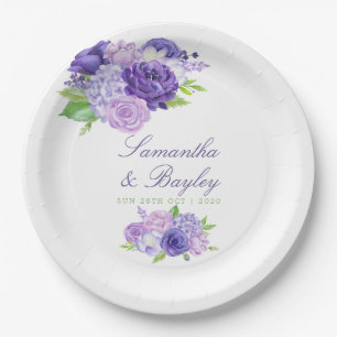 Assiettes En Carton Mariage floral ultra violet