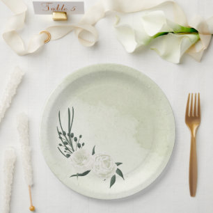 Assiettes En Carton mariage floral verdoyant blanc magnifique