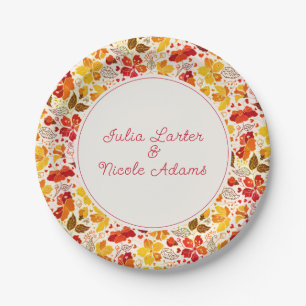 Assiettes En Carton Mariage Florales de Tropicaux d'Hibiscus Orange Br